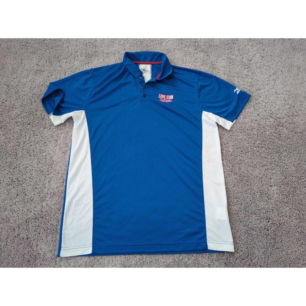 Mizuno Polo Shirt Mens Large Blue White Performance Lone Star Classic Volleyball